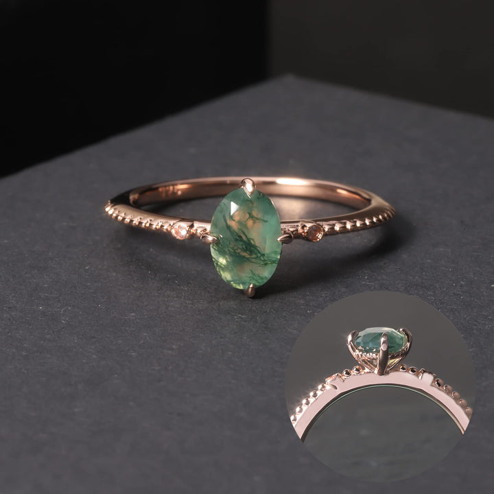 Olivenorma Moss Agate Engagement 925 Sterling Silver Ring - image 2