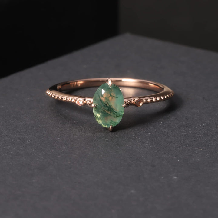 Olivenorma Moss Agate Engagement 925 Sterling Silver Ring - image 6