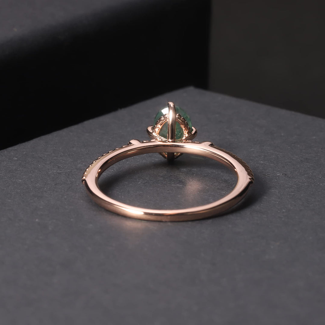 Olivenorma Moss Agate Engagement 925 Sterling Silver Ring - image 4