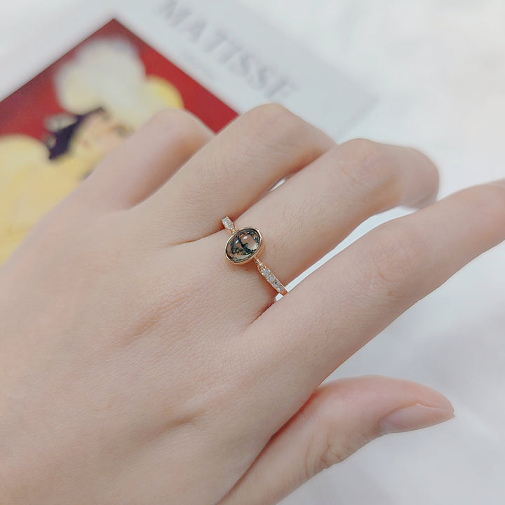 Olivenorma Moss Agate Engagement 925 Sterling Silver Ring - image 10