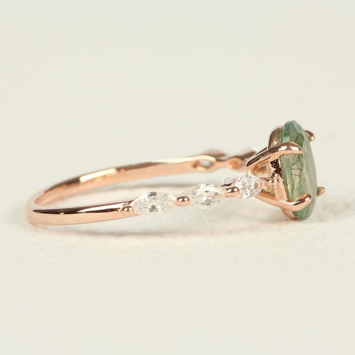 Olivenorma Women Solitaire Oval Moss Agate Ring - image 7