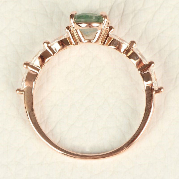 Olivenorma Women Solitaire Oval Moss Agate Ring - image 8