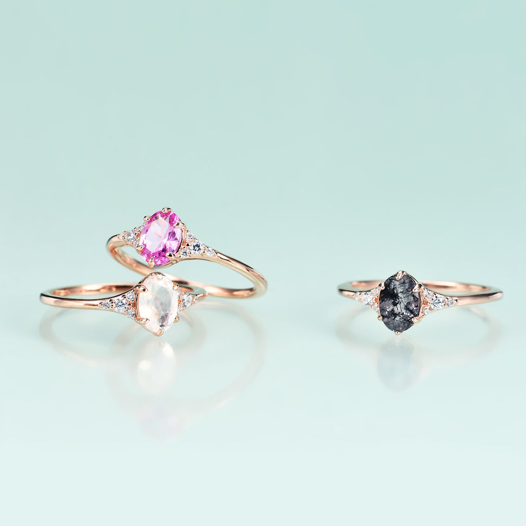 Olivenorma Black Quartz Rutilated S925 Sterling Silver Rose Gold Ring - image 3