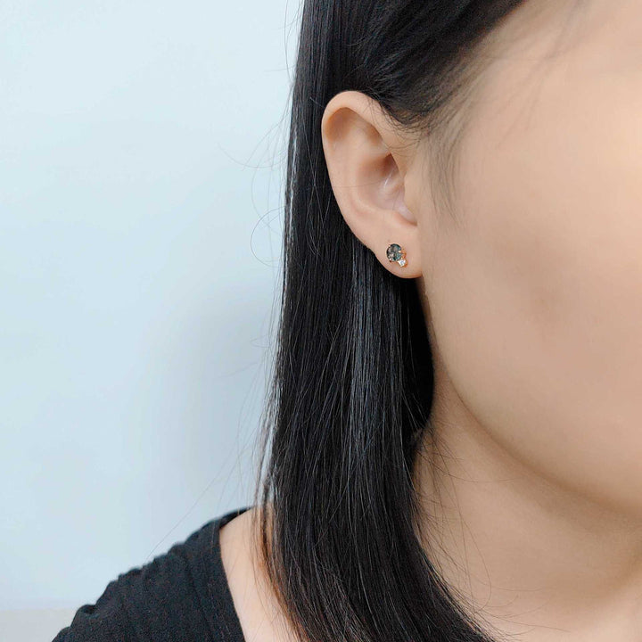 Olivenorma Natural Moss Agate White Zircon Earrings - image 2