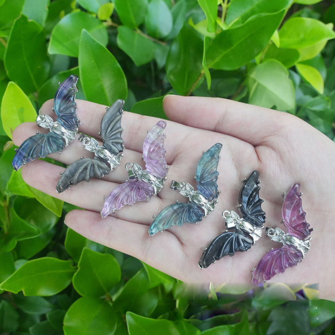 Olivenorma Natural Rainbow Fluorite Butterfly Ring - image 3