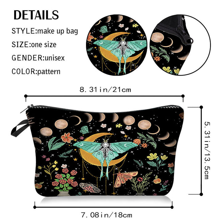 Olivenorma Green Moth Moon Phases Zipper Makeup Cosmetic Bag - image 5