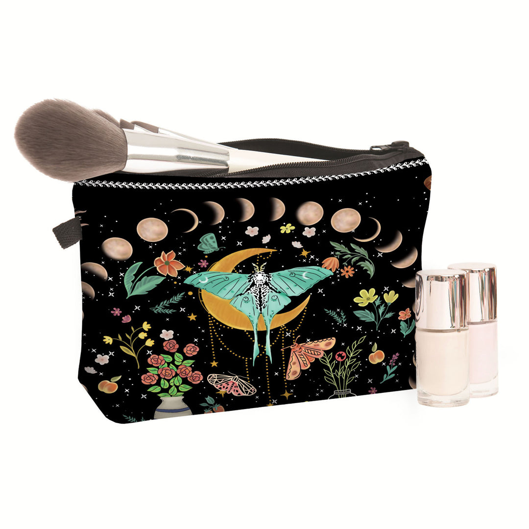 Olivenorma Green Moth Moon Phases Zipper Makeup Cosmetic Bag - image 2