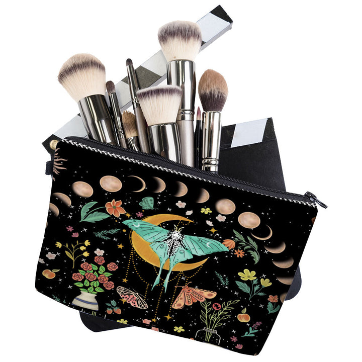 Olivenorma Green Moth Moon Phases Zipper Makeup Cosmetic Bag - image 1