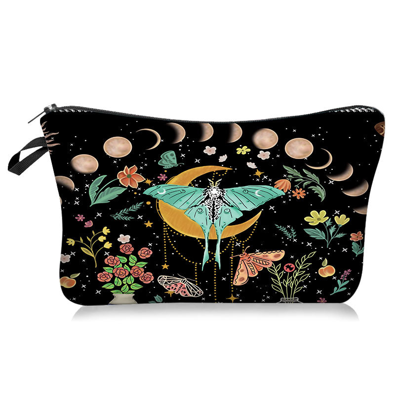 Olivenorma Green Moth Moon Phases Zipper Makeup Cosmetic Bag - Green Moth&Moon Phases - image 0
