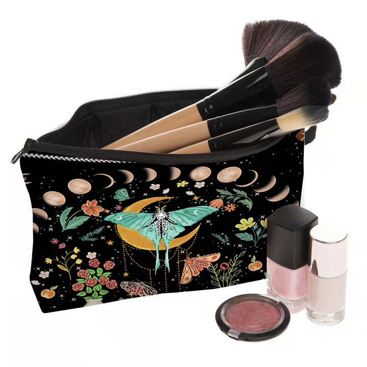 Olivenorma Green Moth Moon Phases Zipper Makeup Cosmetic Bag - image 4