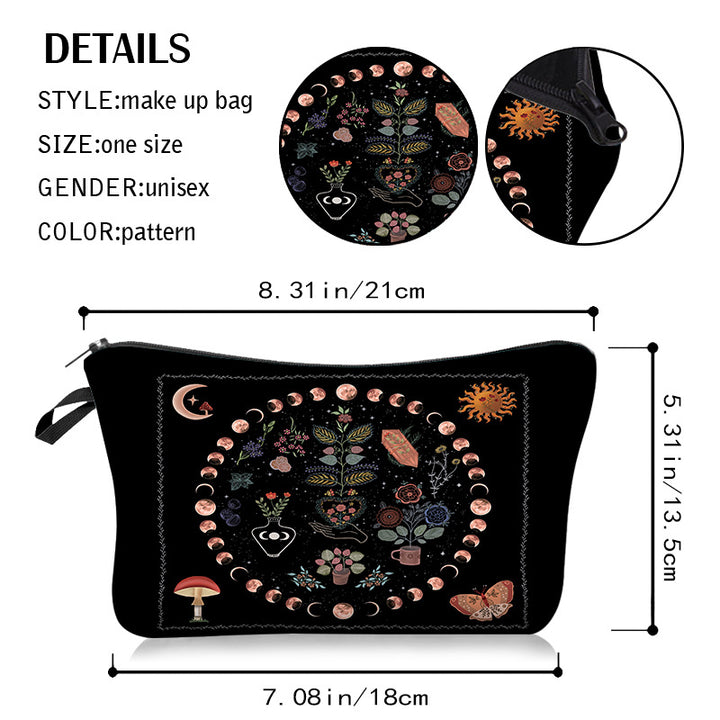 Olivenorma Moon Phase Sun Plant Pattern Cosmetic Bag - image 6