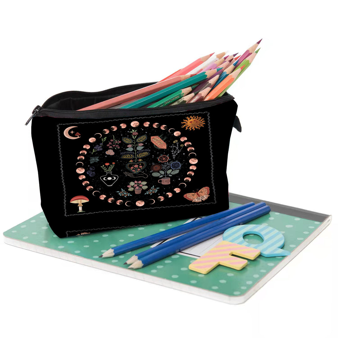 Olivenorma Moon Phase Sun Plant Pattern Cosmetic Bag - image 4