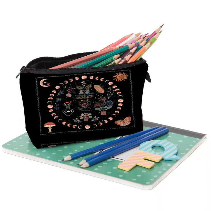 Olivenorma Moon Phase Sun Plant Pattern Cosmetic Bag - image 4