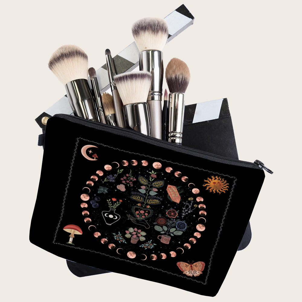 Olivenorma Moon Phase Sun Plant Pattern Cosmetic Bag - image 1