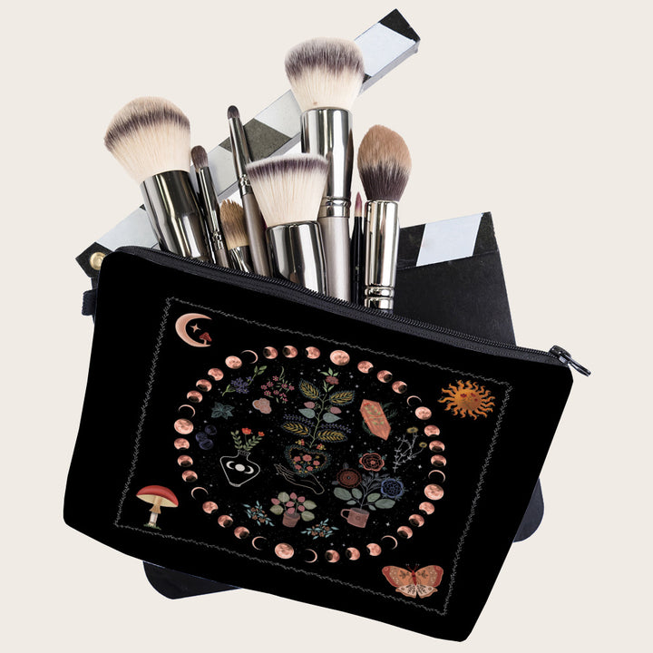 Olivenorma Moon Phase Sun Plant Pattern Cosmetic Bag - image 1