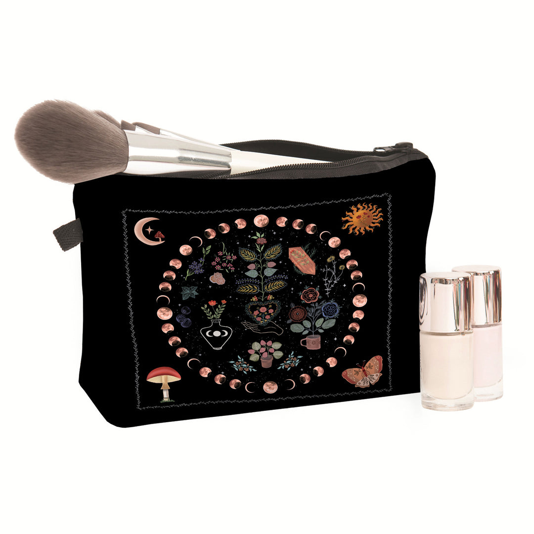 Olivenorma Moon Phase Sun Plant Pattern Cosmetic Bag - image 3