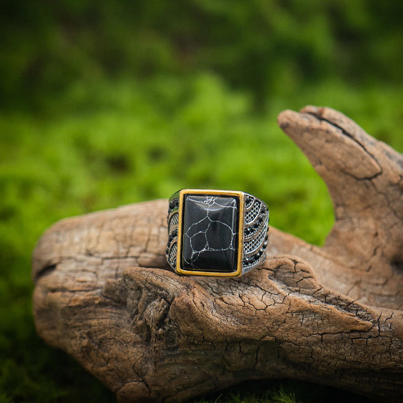 Olivenorma "Triumph Return"-Turkish Warrior Gemstone Ring - Black Turquoise - 15 - image 4