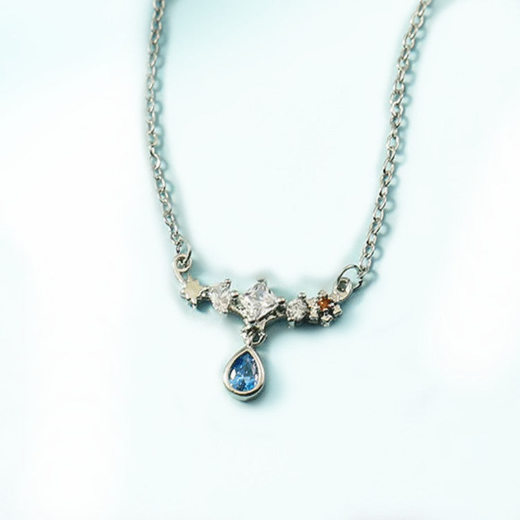 Olivenorma Blue Zircon Pendant With Star Element Design Vintage Inspired Necklace - image 8