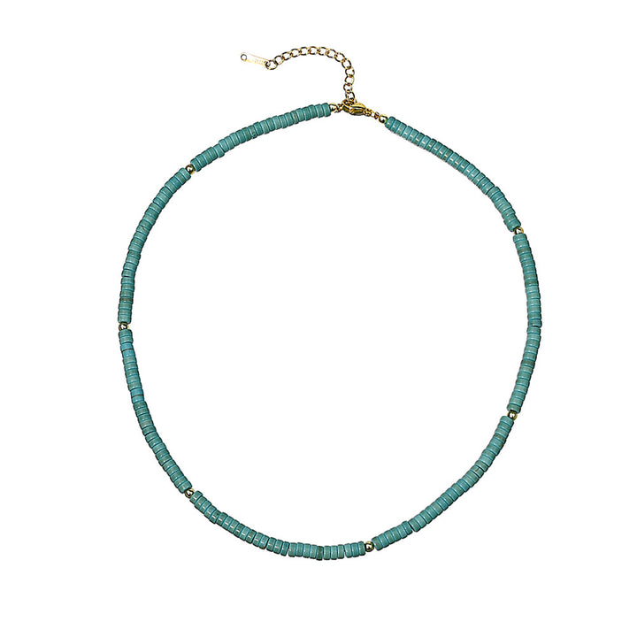 Olivenorma Turquoise White Zircon Roller Bead Necklace - Turquoise - image 1