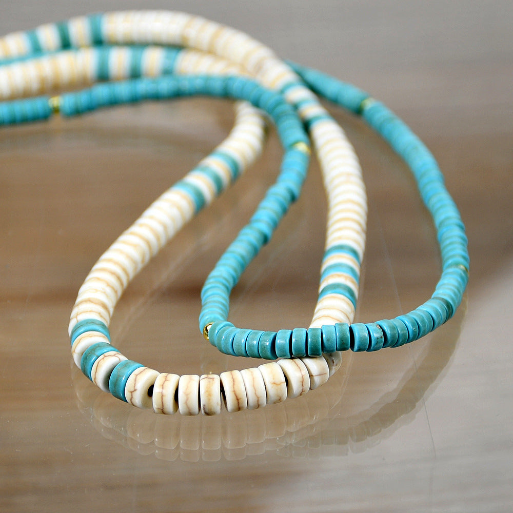 Olivenorma Turquoise White Zircon Roller Bead Necklace - image 10