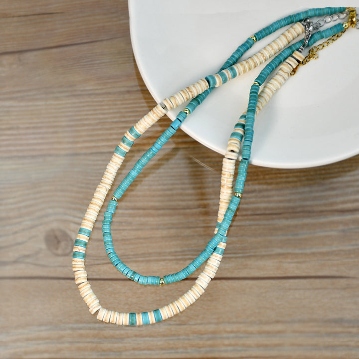 Olivenorma Turquoise White Zircon Roller Bead Necklace - image 13