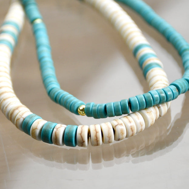 Olivenorma Turquoise White Zircon Roller Bead Necklace - image 9