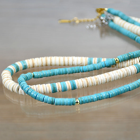 Olivenorma Turquoise White Zircon Roller Bead Necklace - image 8