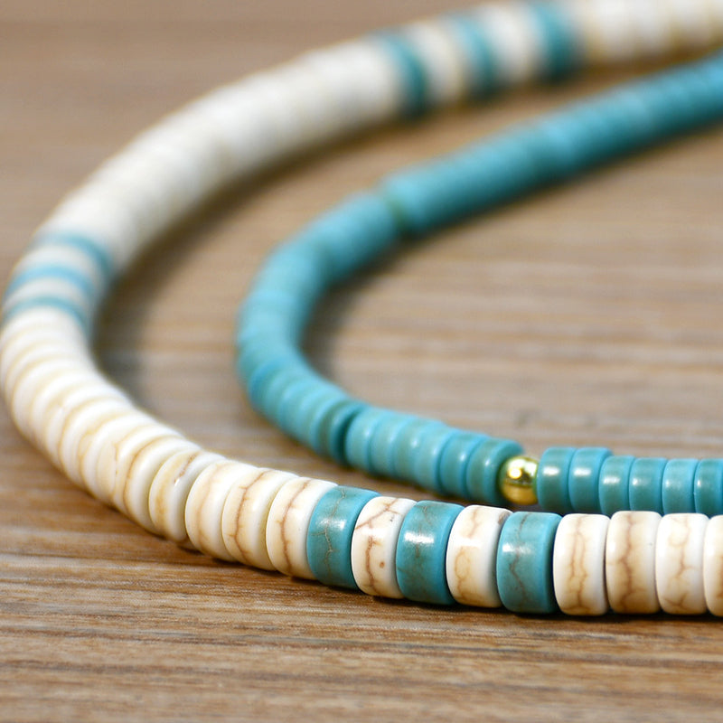 Olivenorma Turquoise White Zircon Roller Bead Necklace - image 12