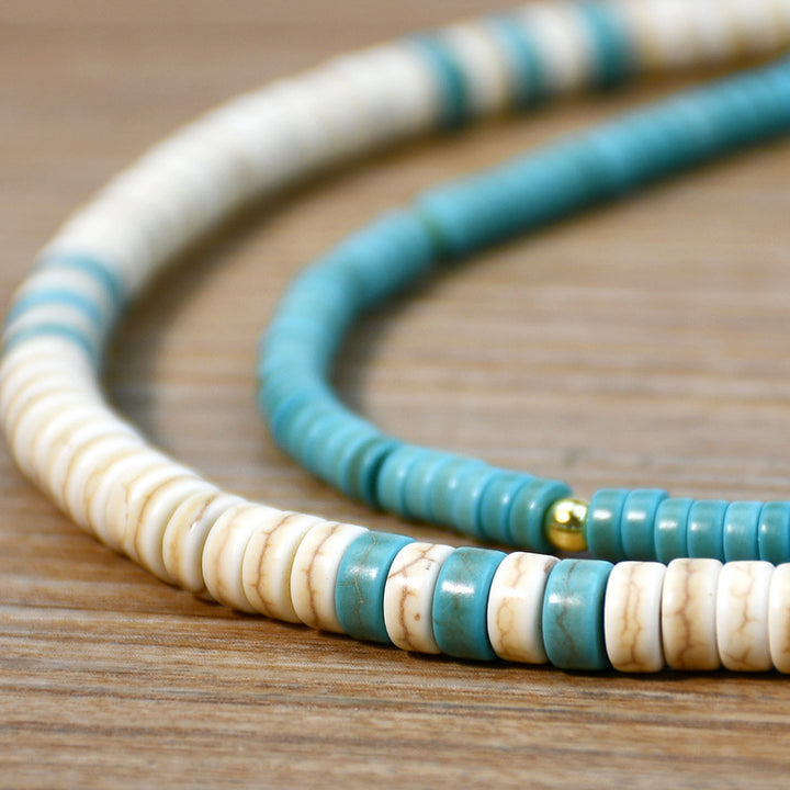 Olivenorma Turquoise White Zircon Roller Bead Necklace - image 12