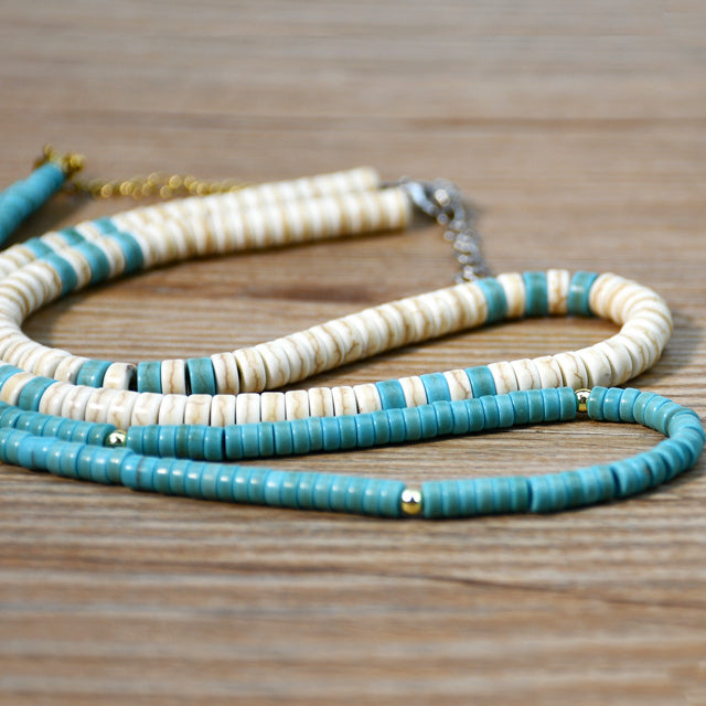 Olivenorma Turquoise White Zircon Roller Bead Necklace - image 14