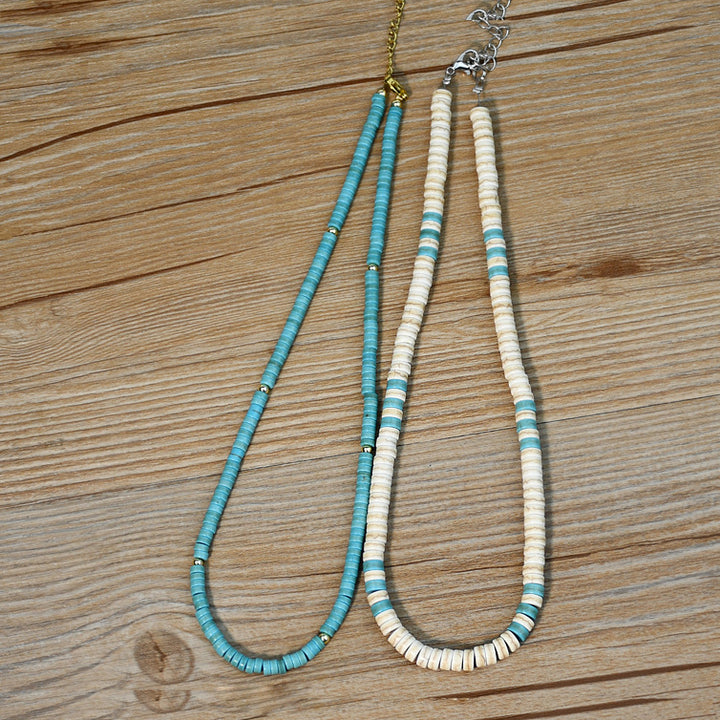 Olivenorma Turquoise White Zircon Roller Bead Necklace - image 15