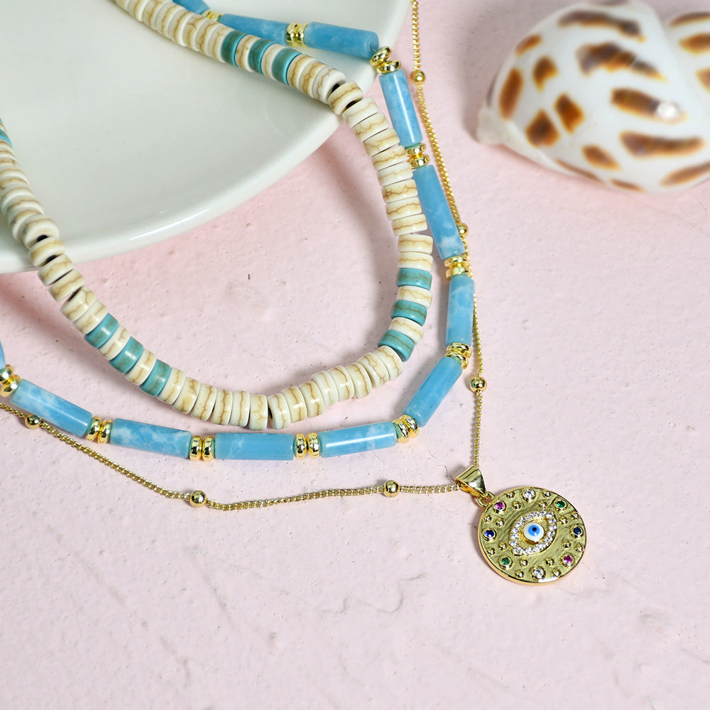 Olivenorma Larimar Turquoise Zircon Necklace Set - image 11