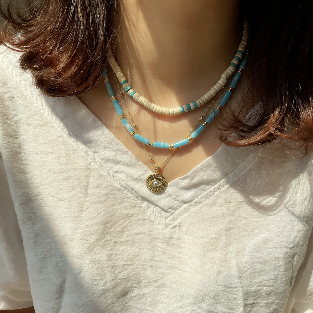 Olivenorma Larimar Turquoise Zircon Necklace Set - image 0