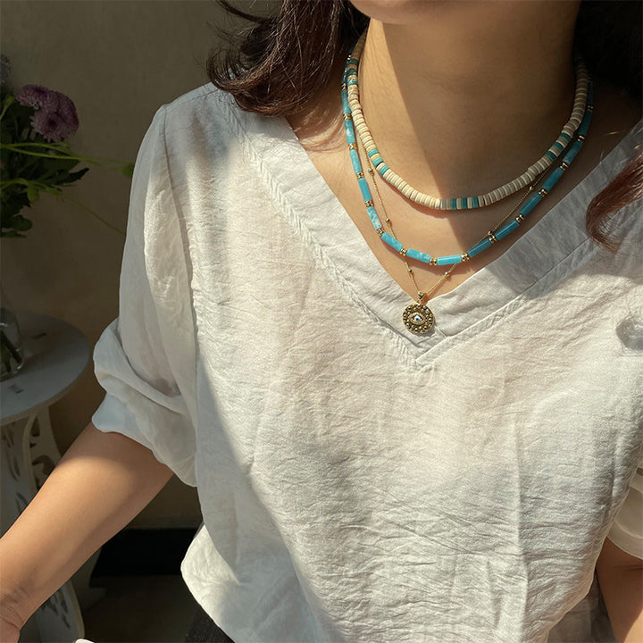 Olivenorma Larimar Turquoise Zircon Necklace Set - image 9