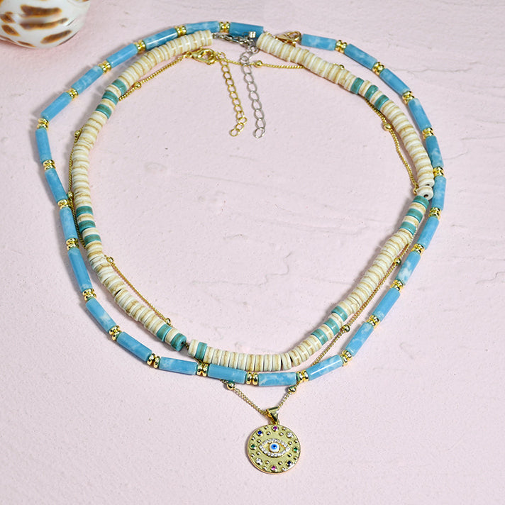 Olivenorma Larimar Turquoise Zircon Necklace Set - Three Piece Set - image 7