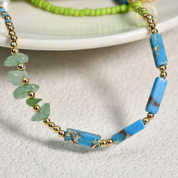 Olivenorma Blue Emperor Stone Green Jade Beaded Necklace - image 5