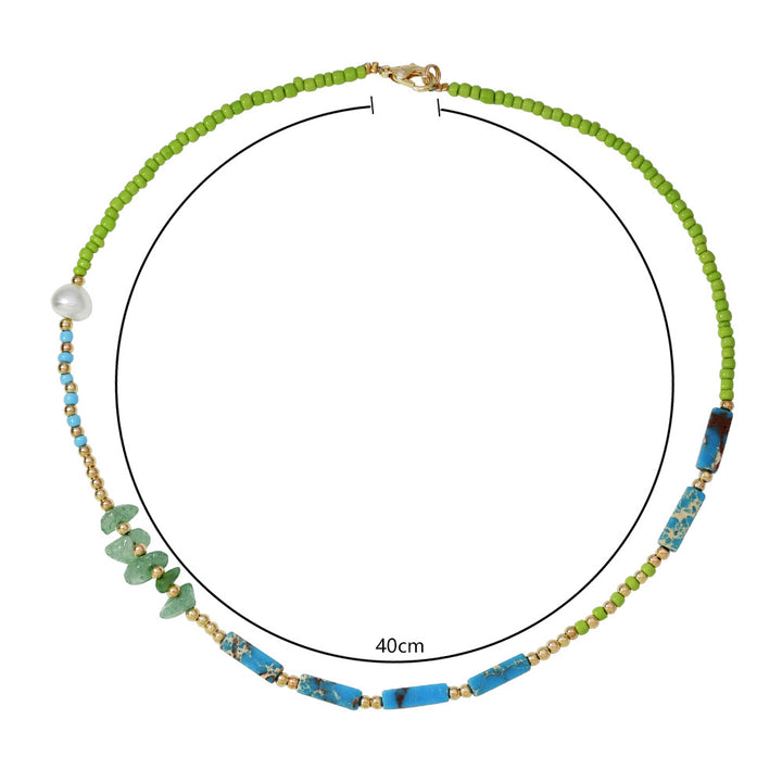 Olivenorma Blue Emperor Stone Green Jade Beaded Necklace - image 11