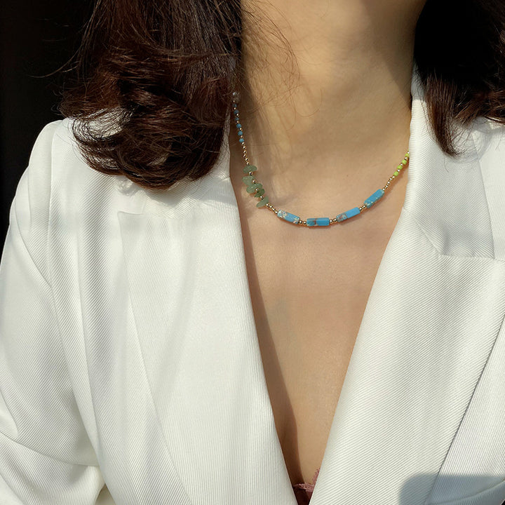 Olivenorma Blue Emperor Stone Green Jade Beaded Necklace - image 4