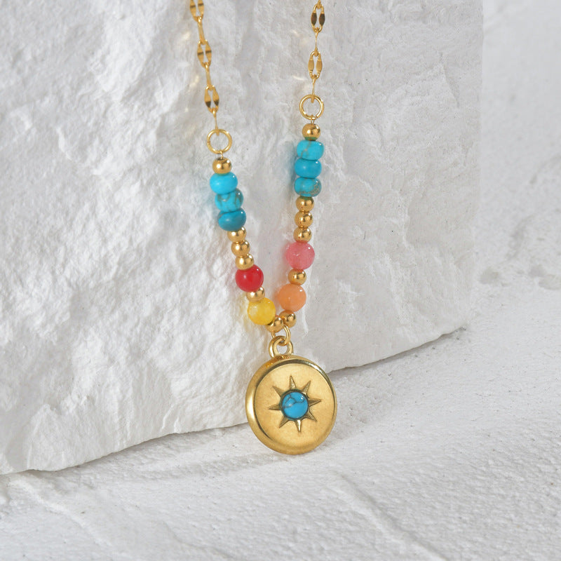 Olivenorma Turquoise Pendant Titanium Steel 14k Necklace - image 1