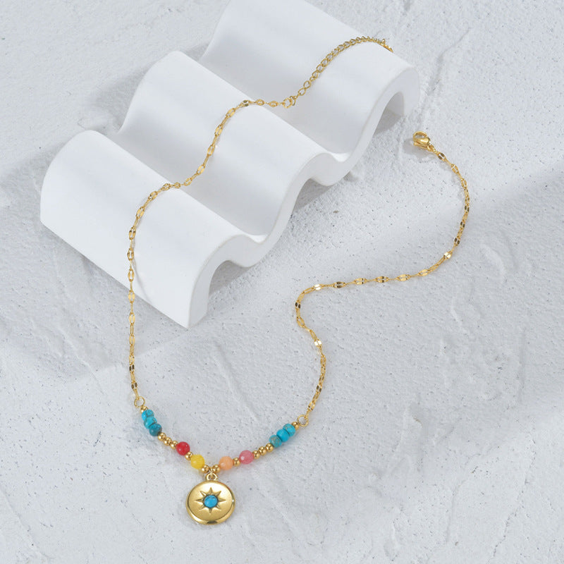 Olivenorma Turquoise Pendant Titanium Steel 14k Necklace - image 2