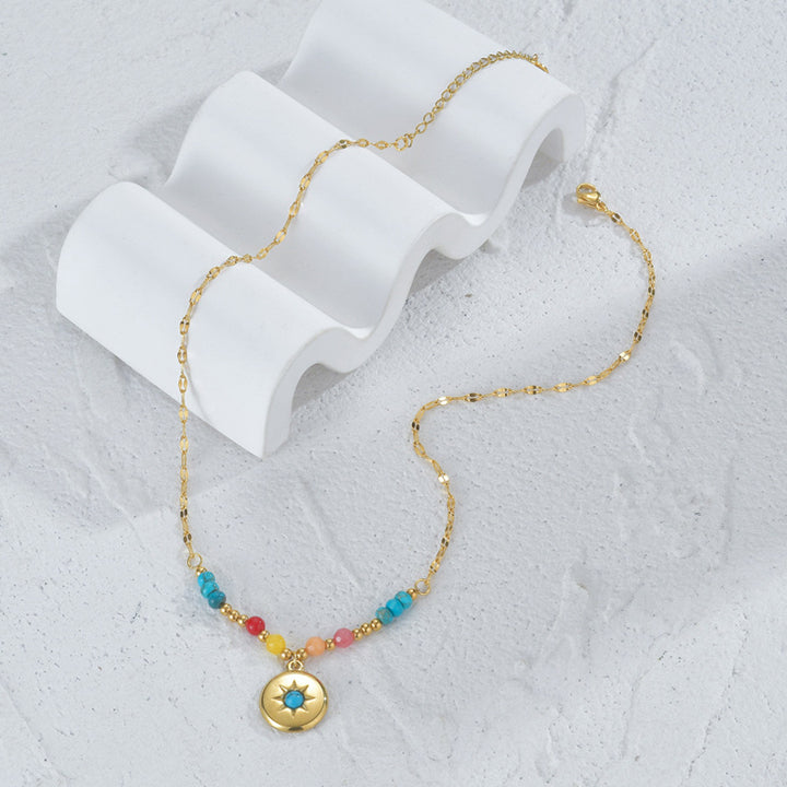 Olivenorma Turquoise Pendant Titanium Steel 14k Necklace - image 2
