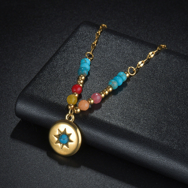 Olivenorma Turquoise Pendant Titanium Steel 14k Necklace - image 3
