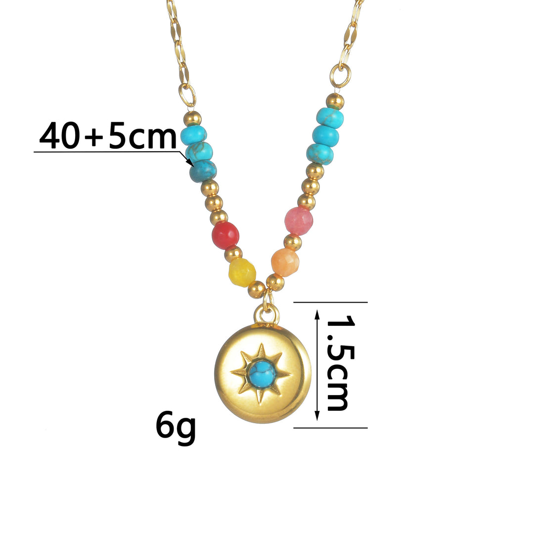 Olivenorma Turquoise Pendant Titanium Steel 14k Necklace - image 4