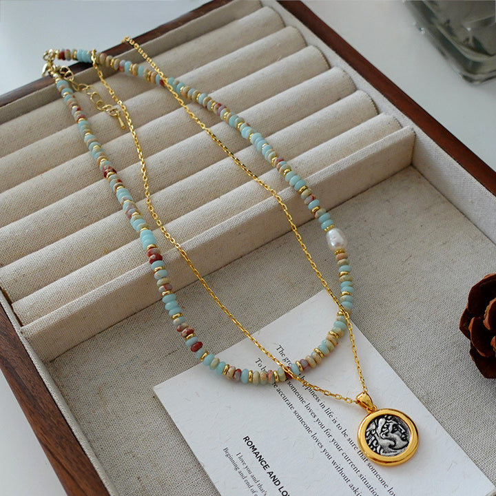 Olivenorma Emperor Stone Freshwater Pearl Beaded Necklace - image 7