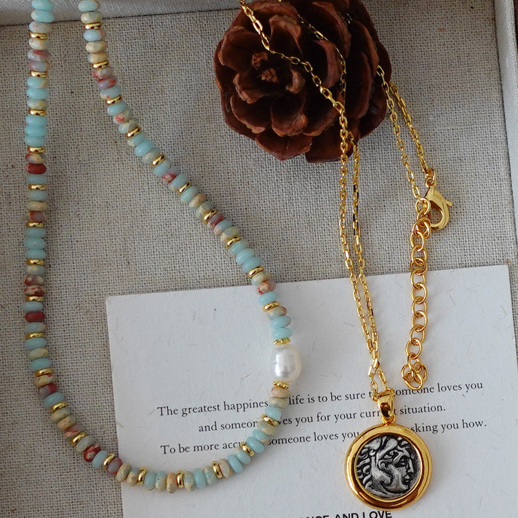 Olivenorma Emperor Stone Freshwater Pearl Beaded Necklace - image 8