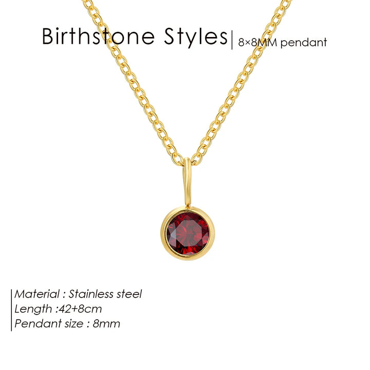 Olivenorma Constellation 8mm Birthstone Pendant Necklace - JANUARY-Garnet - Rose Gold - image 1