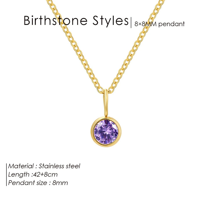 Olivenorma Constellation 8mm Birthstone Pendant Necklace - FEBRUARY-Amethyst - Rose Gold - image 3