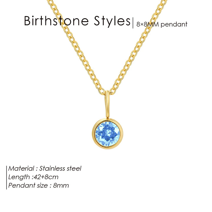 Olivenorma Constellation 8mm Birthstone Pendant Necklace - MARCH-Aquamarine - Rose Gold - image 5