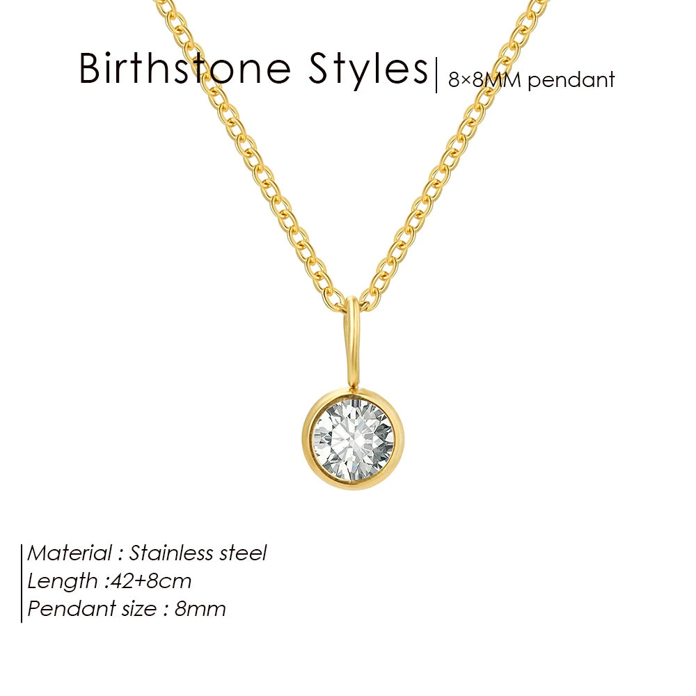Olivenorma Constellation 8mm Birthstone Pendant Necklace - APRIL-Diamond - Rose Gold - image 7