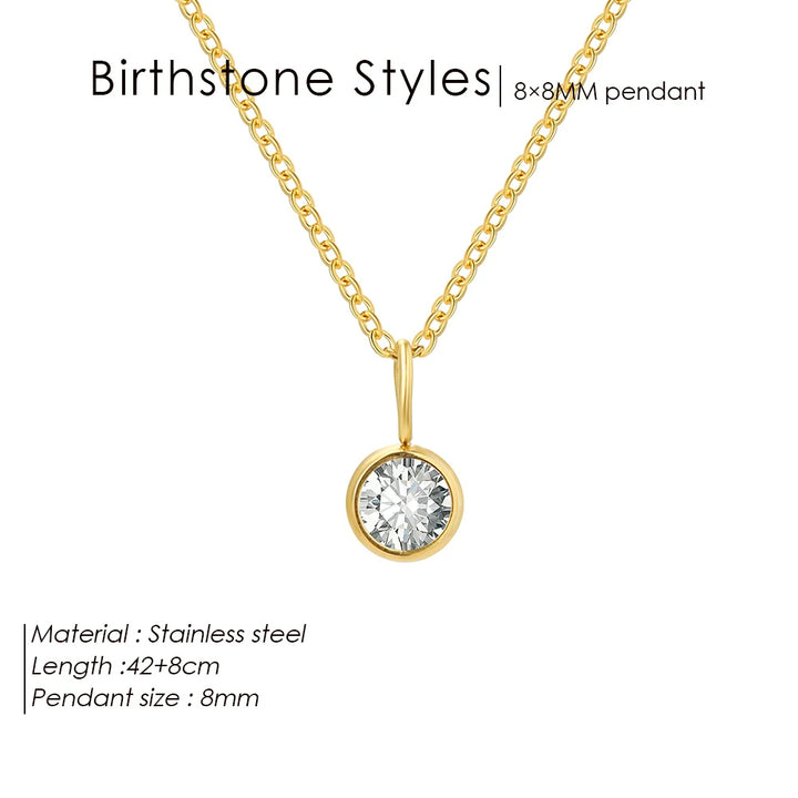 Olivenorma Constellation 8mm Birthstone Pendant Necklace - APRIL-Diamond - Rose Gold - image 7